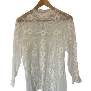 Sundance White Lace Floral Top